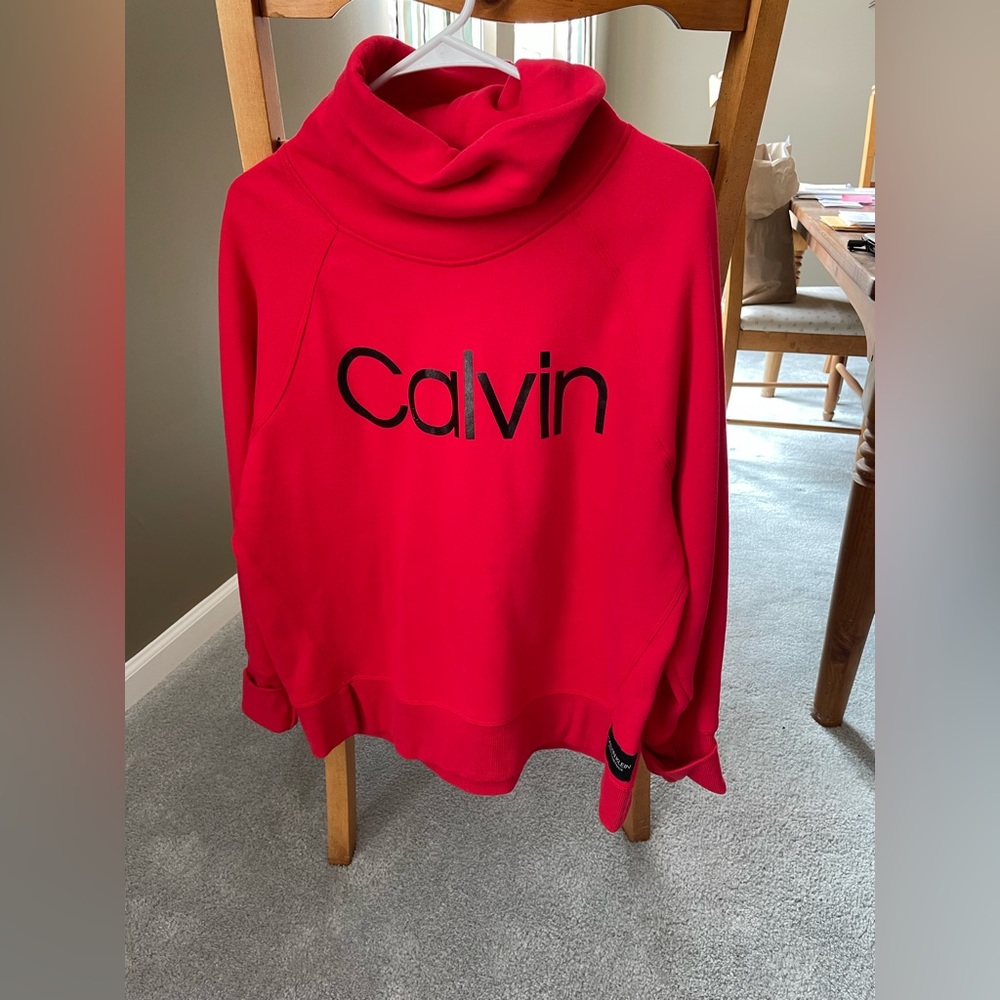 red calvin klein turtle neck